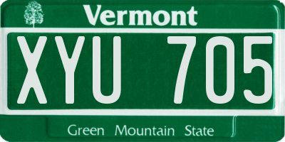 VT license plate XYU705
