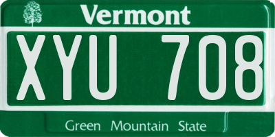 VT license plate XYU708