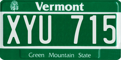 VT license plate XYU715