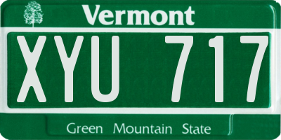 VT license plate XYU717