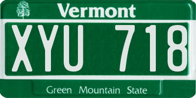 VT license plate XYU718