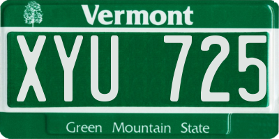 VT license plate XYU725
