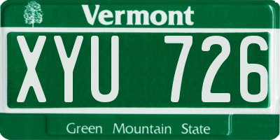 VT license plate XYU726
