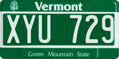 VT license plate XYU729