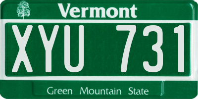 VT license plate XYU731