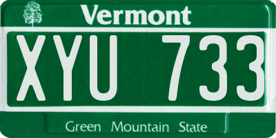 VT license plate XYU733