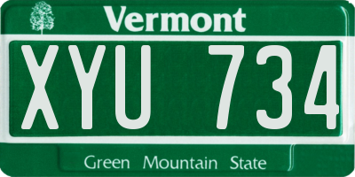 VT license plate XYU734