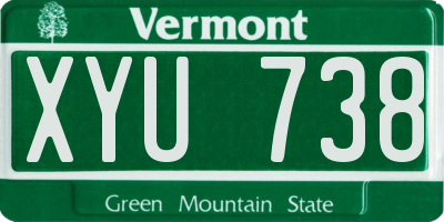 VT license plate XYU738