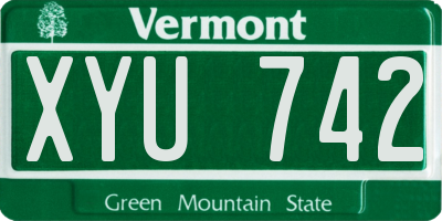VT license plate XYU742