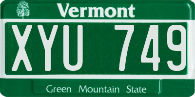 VT license plate XYU749