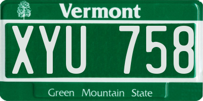 VT license plate XYU758
