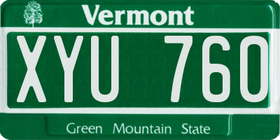 VT license plate XYU760