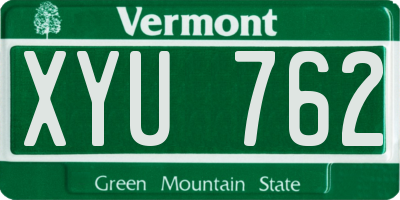 VT license plate XYU762