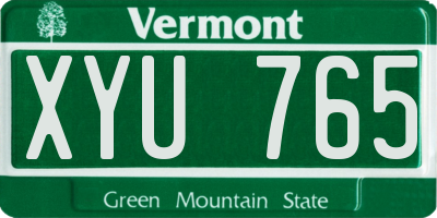 VT license plate XYU765