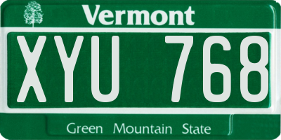 VT license plate XYU768