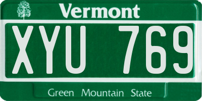 VT license plate XYU769