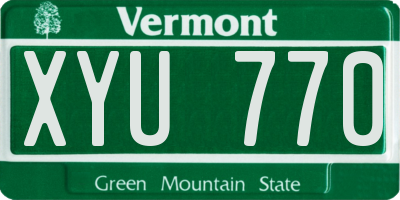 VT license plate XYU770
