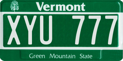 VT license plate XYU777