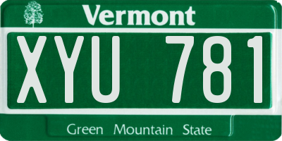 VT license plate XYU781