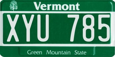 VT license plate XYU785