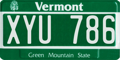 VT license plate XYU786
