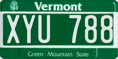 VT license plate XYU788