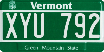 VT license plate XYU792