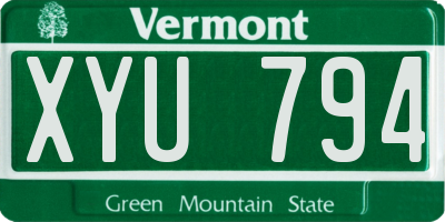 VT license plate XYU794