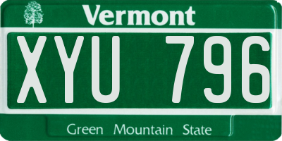 VT license plate XYU796