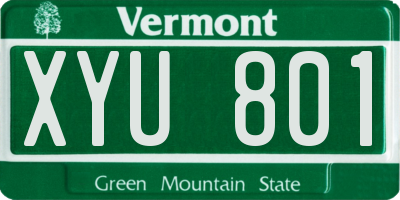 VT license plate XYU801