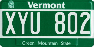 VT license plate XYU802