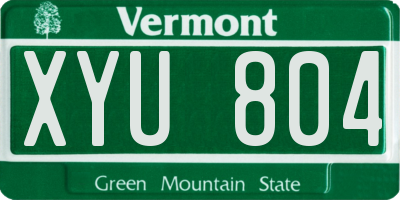 VT license plate XYU804