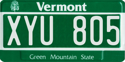 VT license plate XYU805