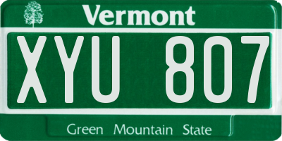 VT license plate XYU807