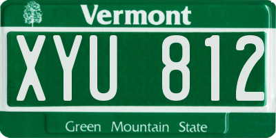 VT license plate XYU812