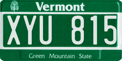 VT license plate XYU815