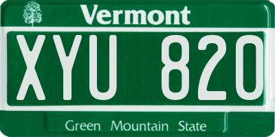 VT license plate XYU820