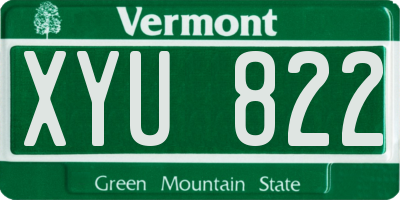 VT license plate XYU822