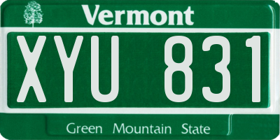 VT license plate XYU831
