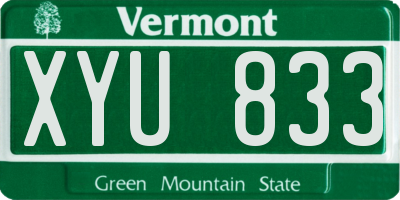 VT license plate XYU833