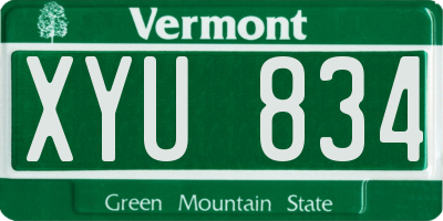 VT license plate XYU834