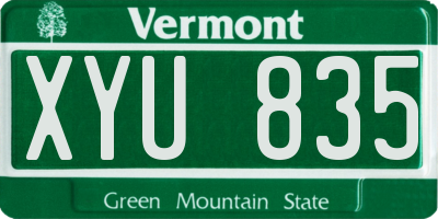 VT license plate XYU835