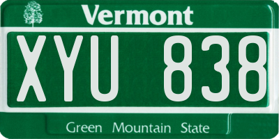 VT license plate XYU838