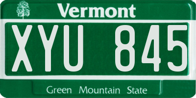 VT license plate XYU845
