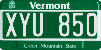 VT license plate XYU850