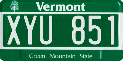 VT license plate XYU851