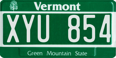 VT license plate XYU854