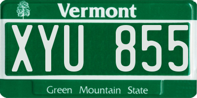 VT license plate XYU855