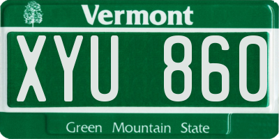 VT license plate XYU860