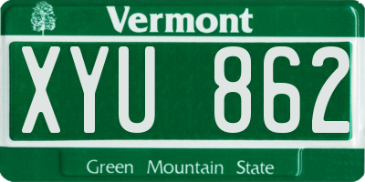 VT license plate XYU862